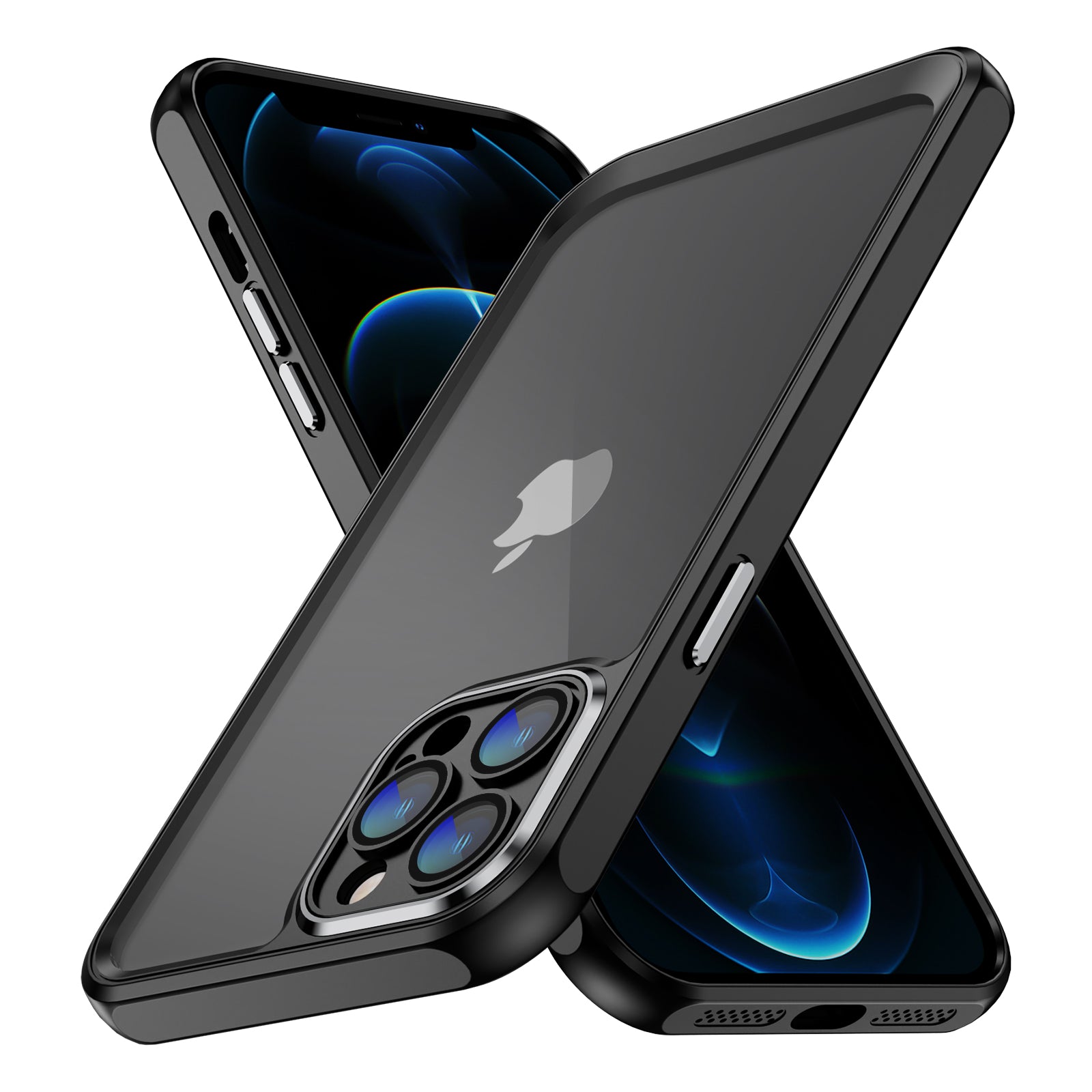 For iPhone 12 Pro Acrylic Back Soft TPU Phone Case Precise Cutouts Clear Cover with Lens Protector For iPhone 12 Pro Acrylic Back Soft TPU Phone Case Precise Cutouts Clear Cover with Lens Protector